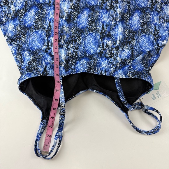 Swim Solutions Tankini Bikini Top Womens 12 Blue Snake Print NWT - Princess Seam - Picture 10 of 11